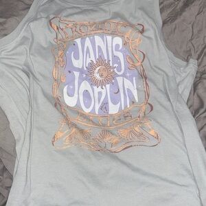 Janis Joplin Graphic Gray Muscle Tee